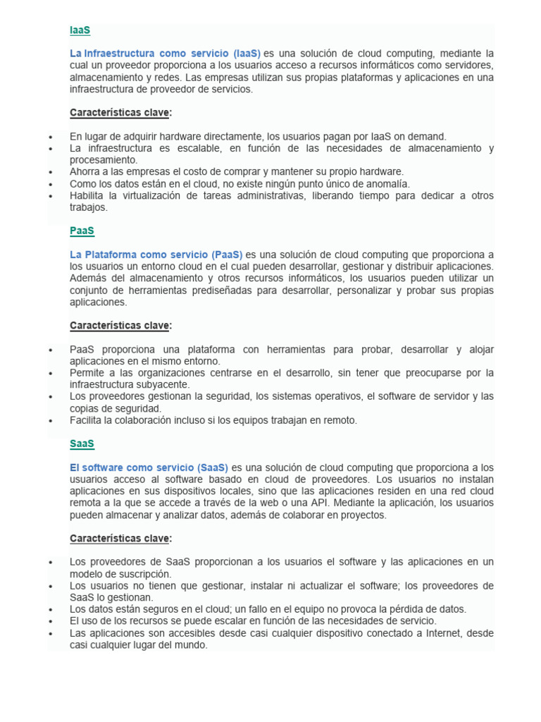 Modelos Cloud | PDF | Computación en la nube | Software como servicio
