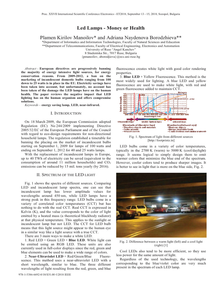LED Lamps: Health Risks vs. Savings | PDF | Circadian Rhythm | Light ...