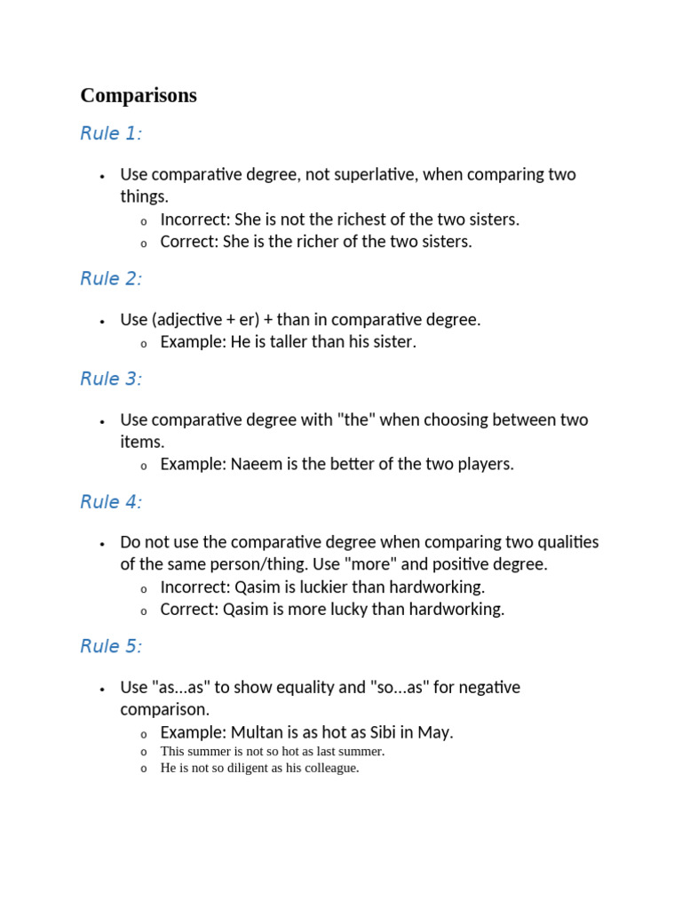 Rules for Using Comparative Adjectives | PDF | Adjective | Noun