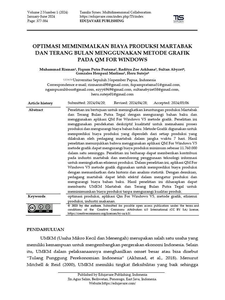 Optimasi meminimalkan biaya produksi martabak dan terang bulan