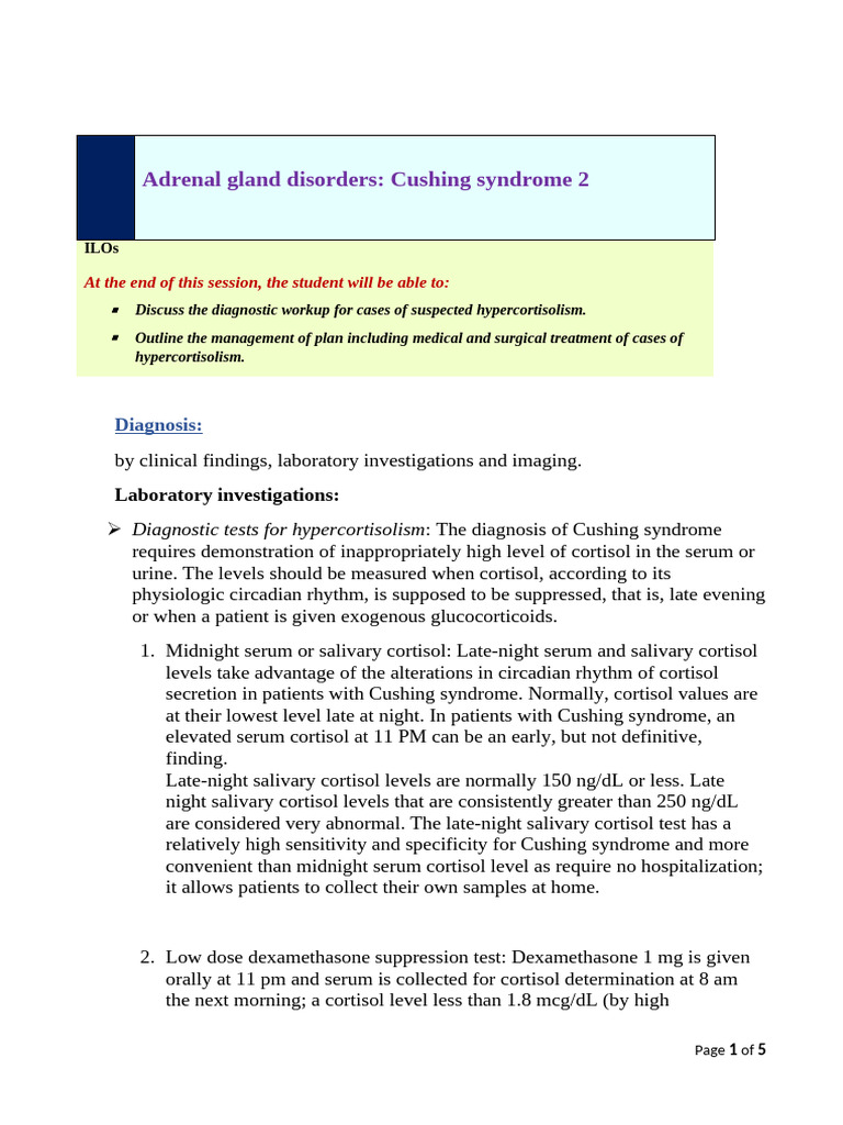 adrenal gland disorders, cushing syndrome 2 corrected | PDF | Cortisol ...