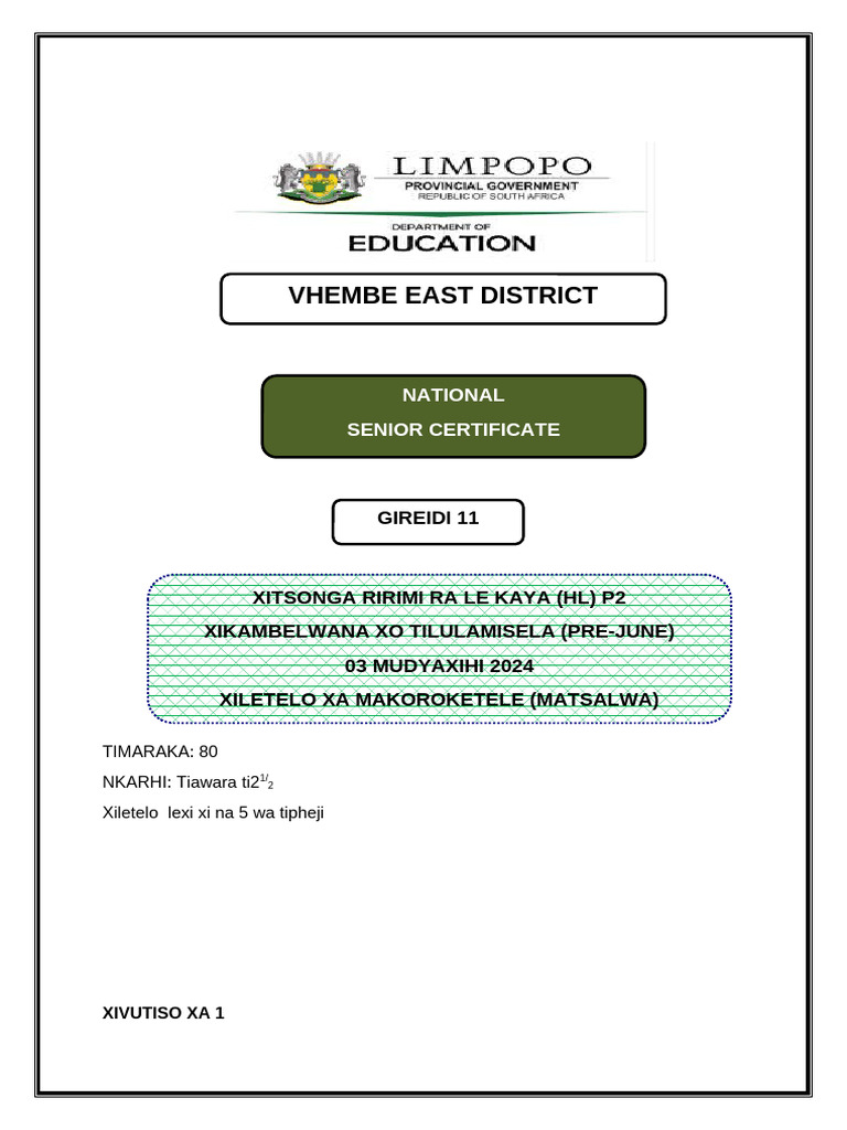 Xitsonga Ririmi Ra Le Kaya Giredi 11 Xiletelo Xa Makoroketelo 03 ...