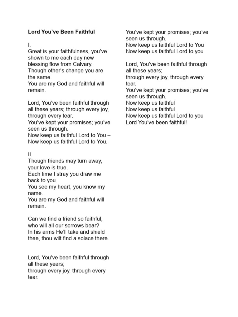 Lord youve been faithful pdf