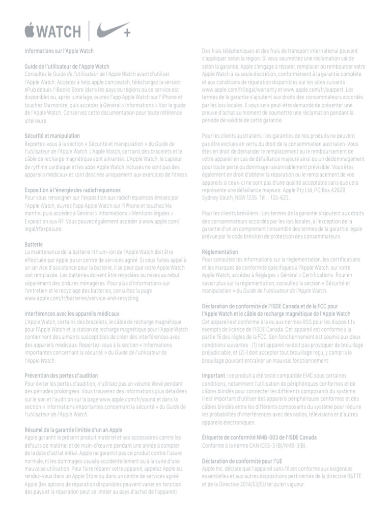 Guide complet de l'Apple Watch | PDF | Apple Inc. | Apple Watch