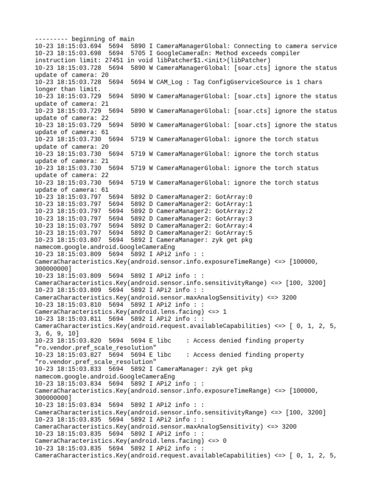 Camera Service Connection Logs | PDF | Computing