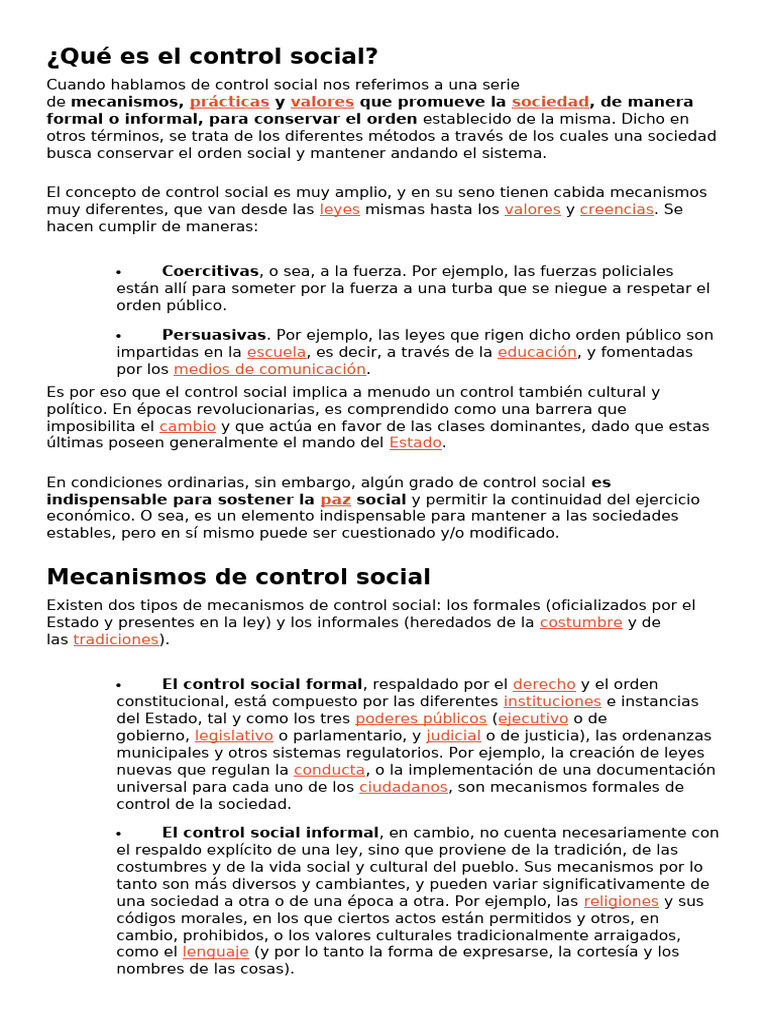 Qué Es El Control Social | PDF | Sociedad | Estado (política)