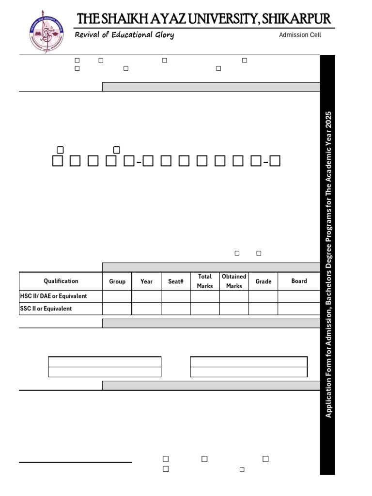 Admission Form for 2025 Bachelors Programs | PDF | Bachelor Of Science ...