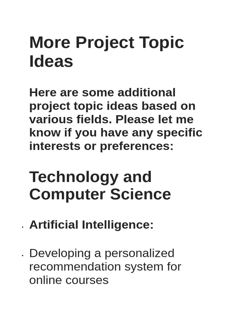 Diverse Project Topic Ideas by Field | PDF | Science | Computer Security