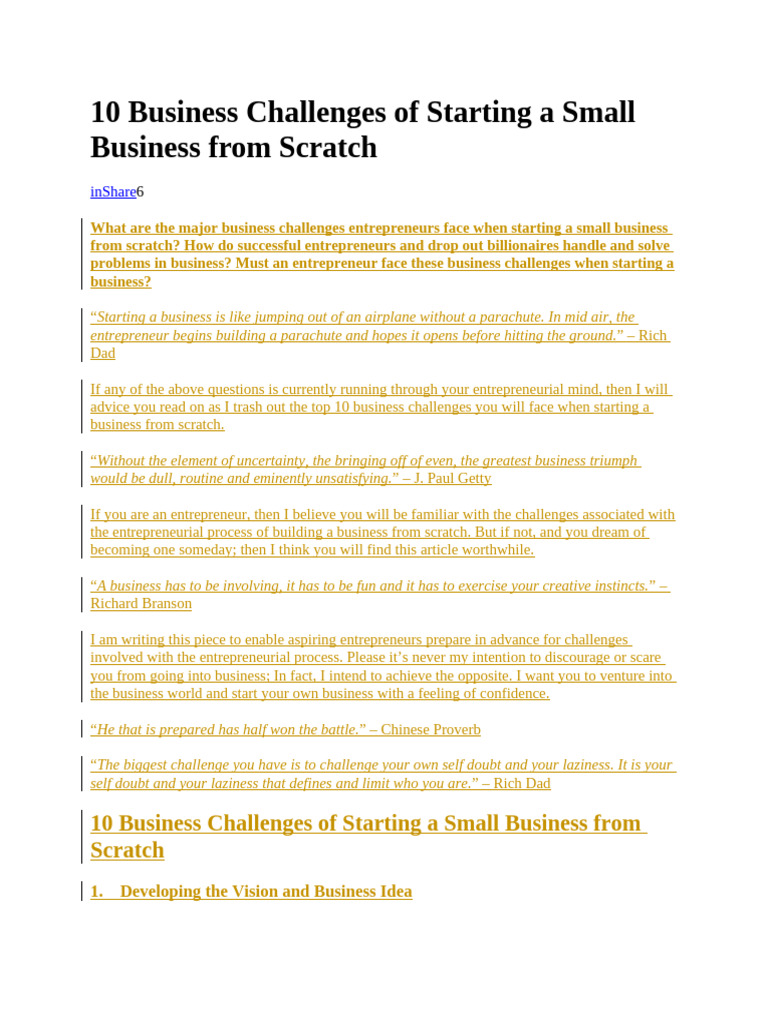 Top 10 Challenges for New Entrepreneurs | PDF | Entrepreneurship ...