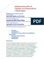 Algunas Consideraciones Sobre El Impacto Del Ajedrez en El Desarrollo de Des Intelectuales