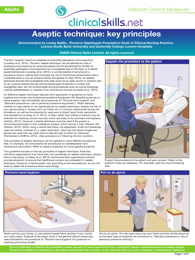 Aseptic Technique P1 P5 0 Pdf Microbiology Diseases And Disorders