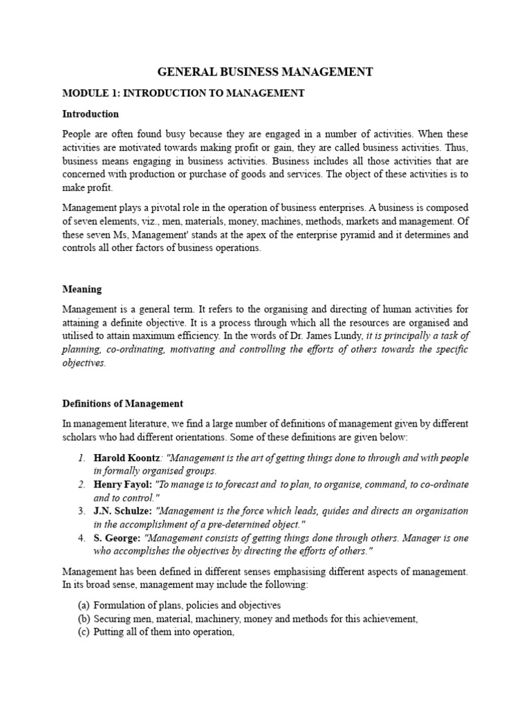 General Business Management Pdf Marketing Organizational Structure