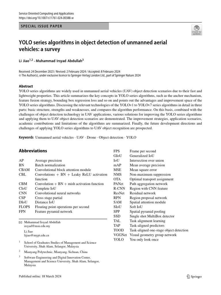 YOLO Algorithms for UAV Object Detection | PDF | Applied Mathematics