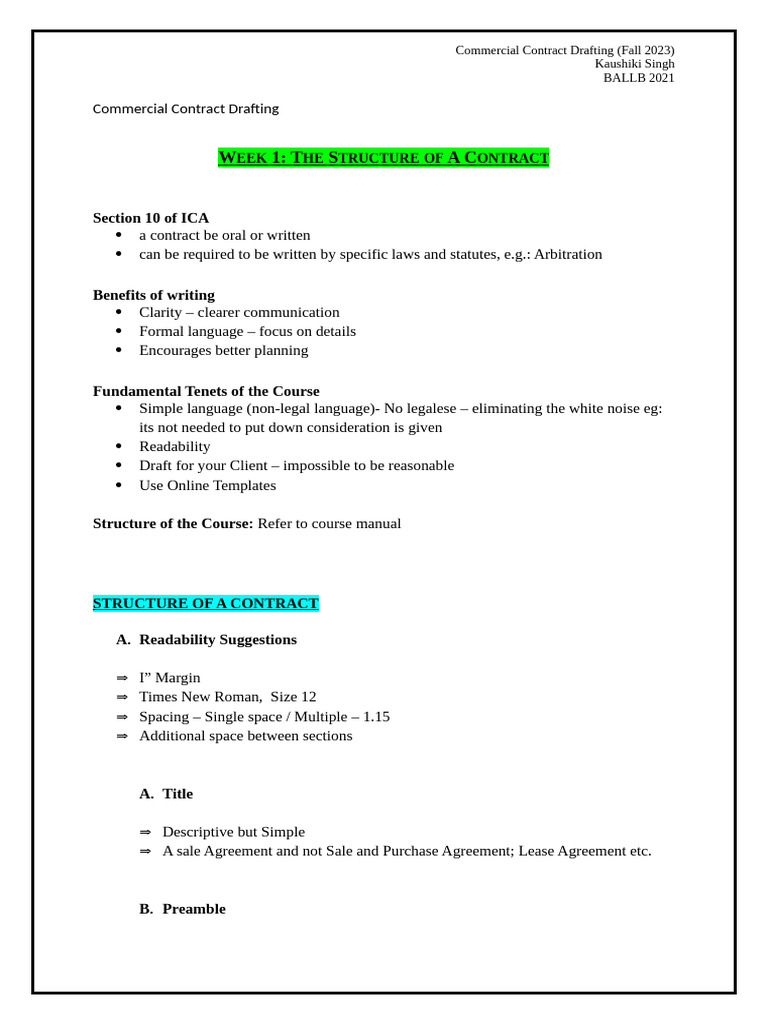 Commercial Contract Drafting Guide 2023 | PDF | Misrepresentation ...