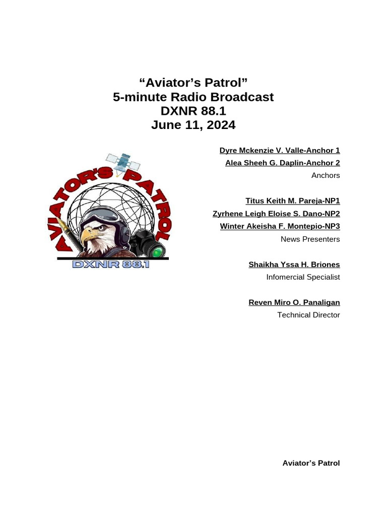 Aviator's Patrol: June 11 News Highlights | PDF | Philippines