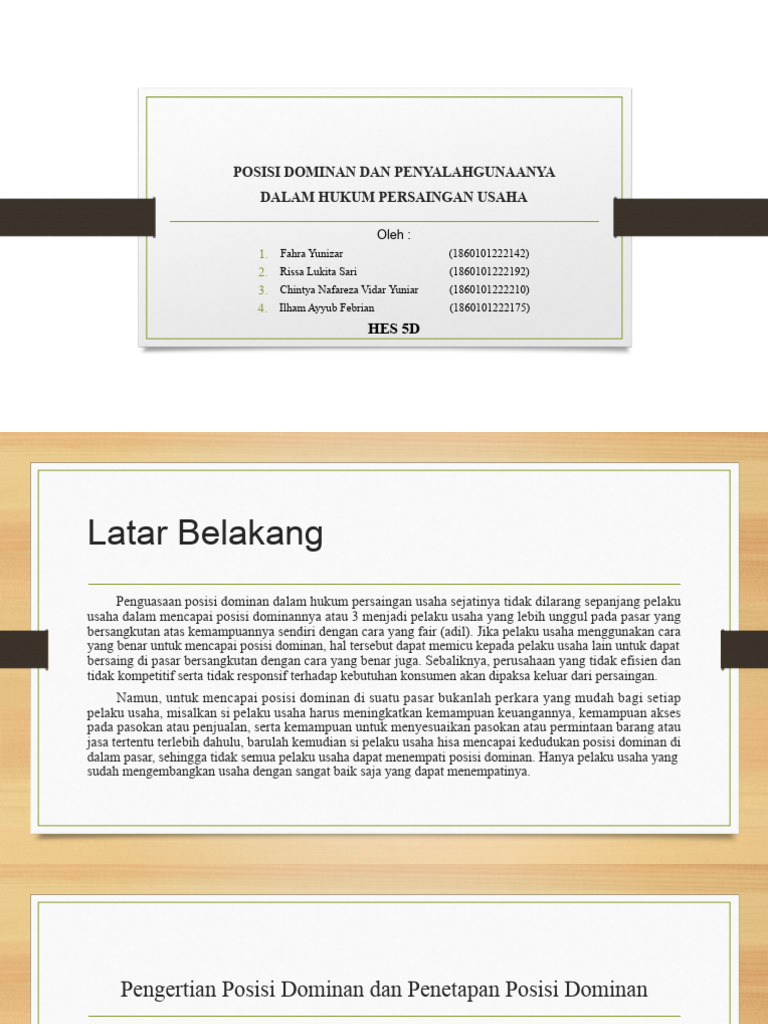 Penyalahgunaan Posisi Dominan dalam Hukum | PDF