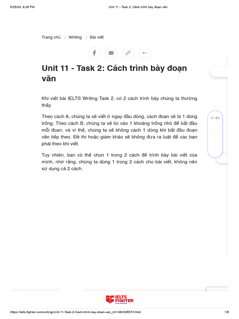 Unit 11 - Task 2 - Cách Trình Bày Đo N Văn | PDF