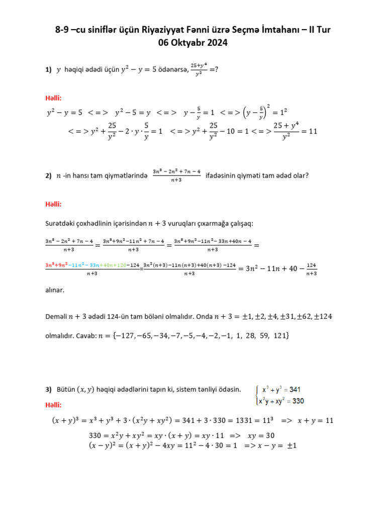 Suallar VƏ Qiymətləndirmə Meyarlari | PDF