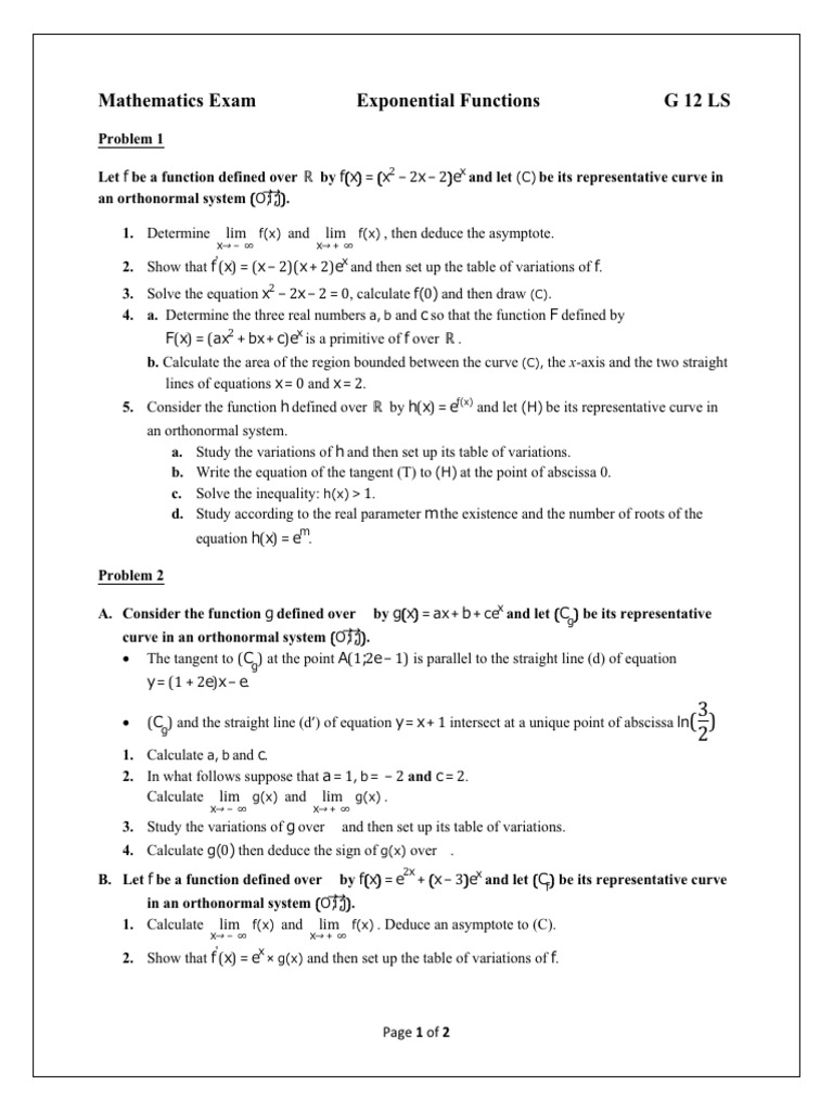Exponential Pdf Equations Tangent