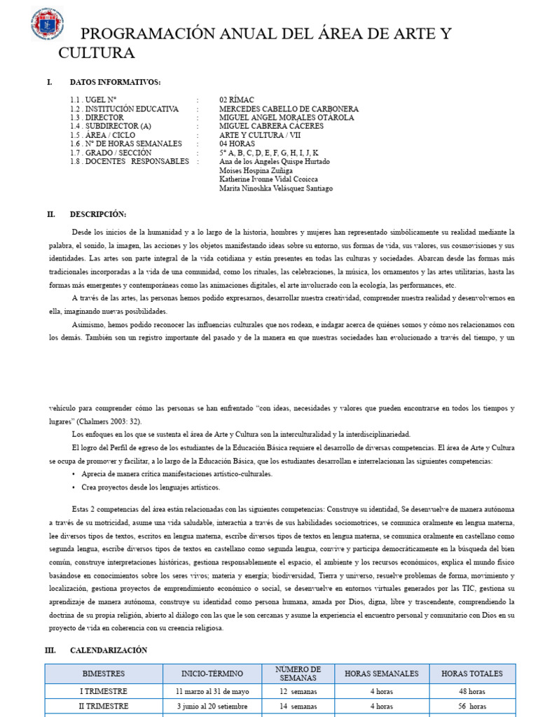 Programa Arte y Cultura 2023 | PDF | Educación en artes liberales