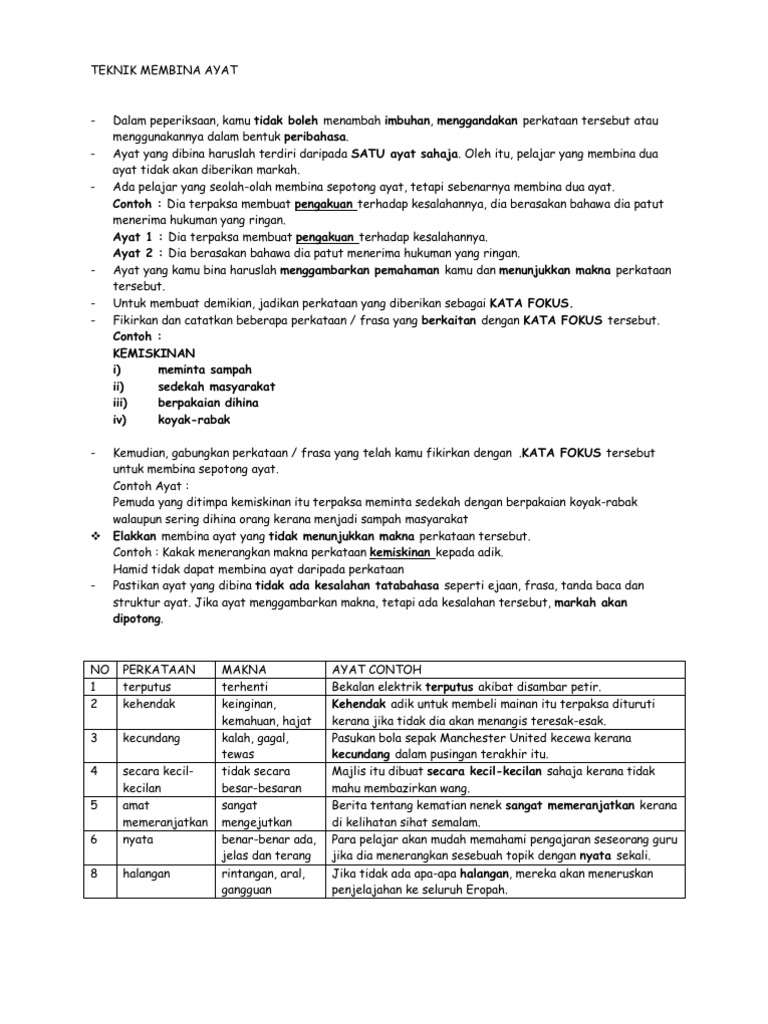 Teknik Membina Ayat Pdf