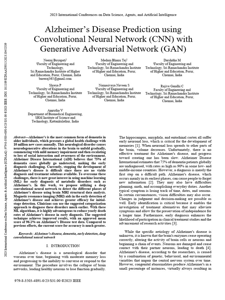Alzheimers disease prediction using convolutional neural network cnn
