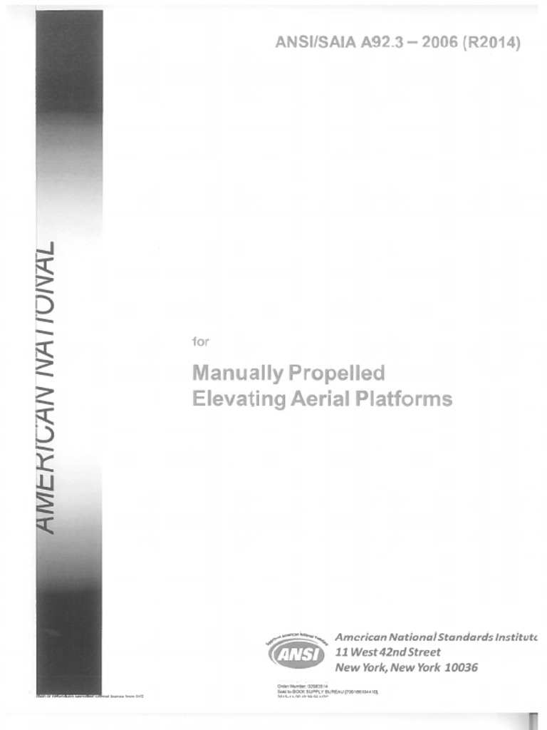 ANSI A92.3-2006R2014 Manually Propelled Elevating Arial Platforms | PDF