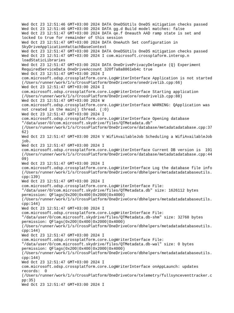 OneDrive Application Launch Log | PDF | Computer File | Databases
