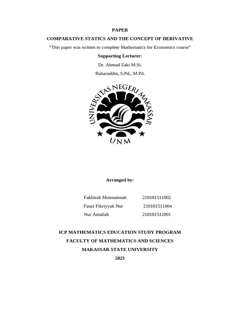 Comparative Statics and Derivatives Explained | PDF | Derivative ...