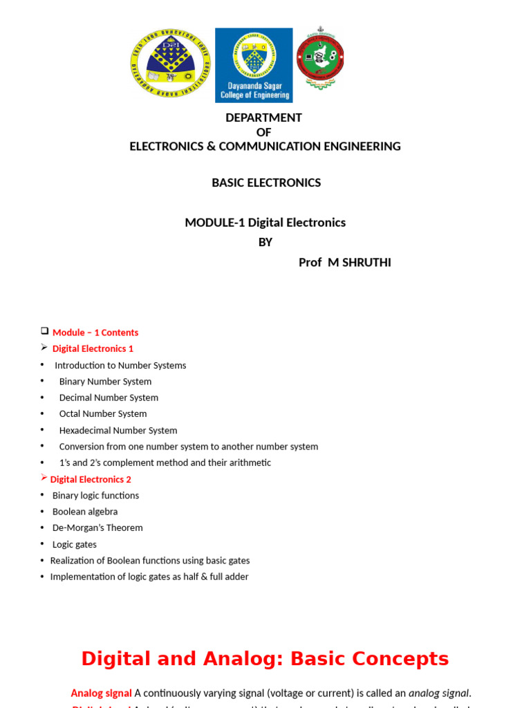 Digital Electronics Basics and Number Systems | PDF | Logic Gate ...