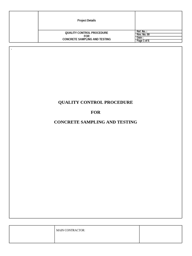 QCP FOR Concrete Sampling - Testing | PDF | Concrete | Quality Assurance