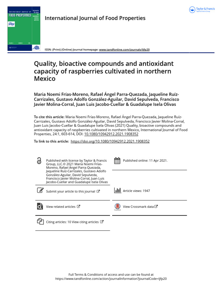 Raspberry Quality and Antioxidants in Mexico | PDF | Polyphenol ...