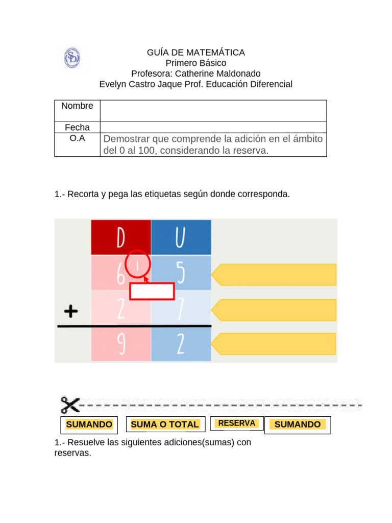 Sumas de 2 Dígitos con Reserva | PDF