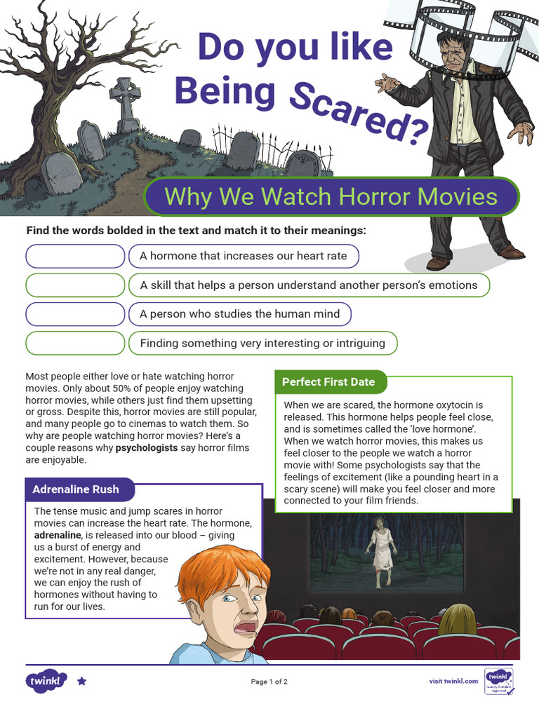 T 1686734825 Esl Reading Comprehension Why We Love Horror Movies Adults