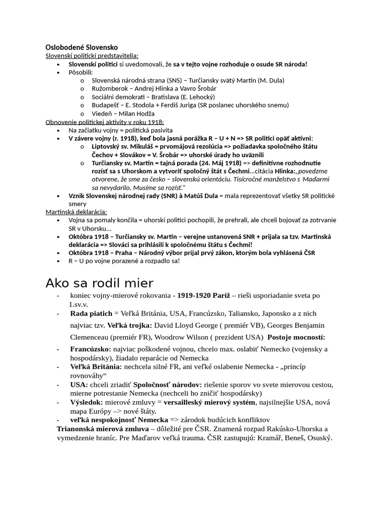 Ako Sa Rodil Mier: Oslobodené Slovensko | PDF