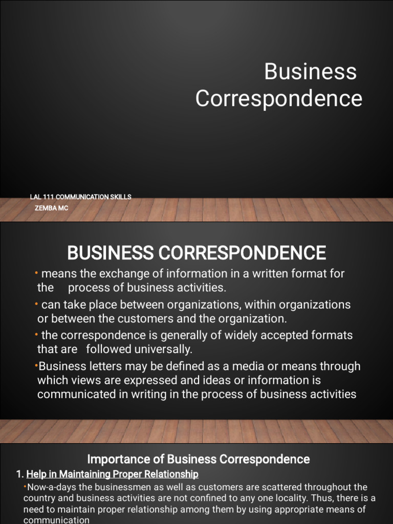 Business Correspondence Ppt2(1) PDF Memorandum Communication