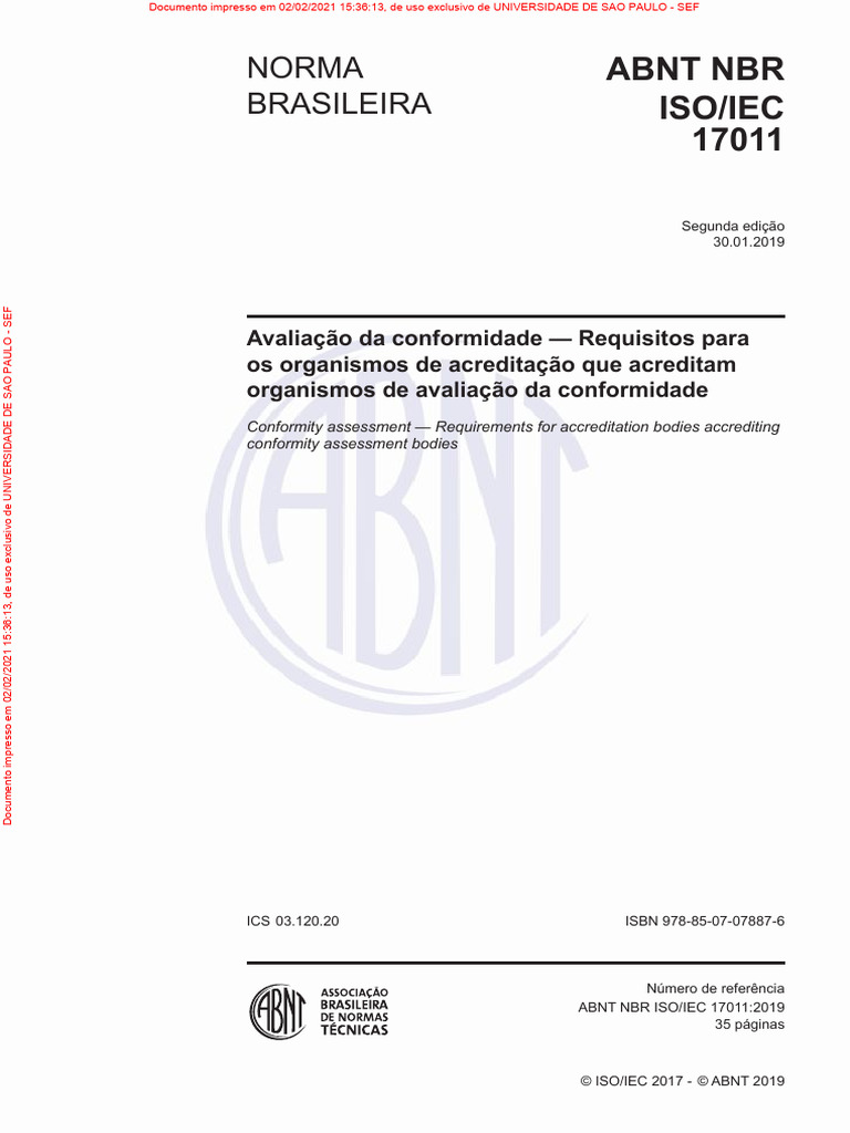 Norma Brasileira: Abnt NBR Iso/Iec 17011 | PDF