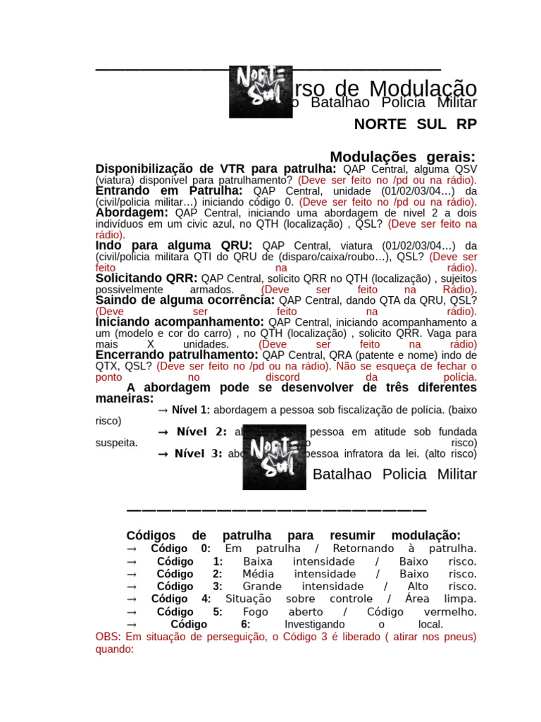 Códigos de Patrulha da Polícia Militar | PDF | Pneu