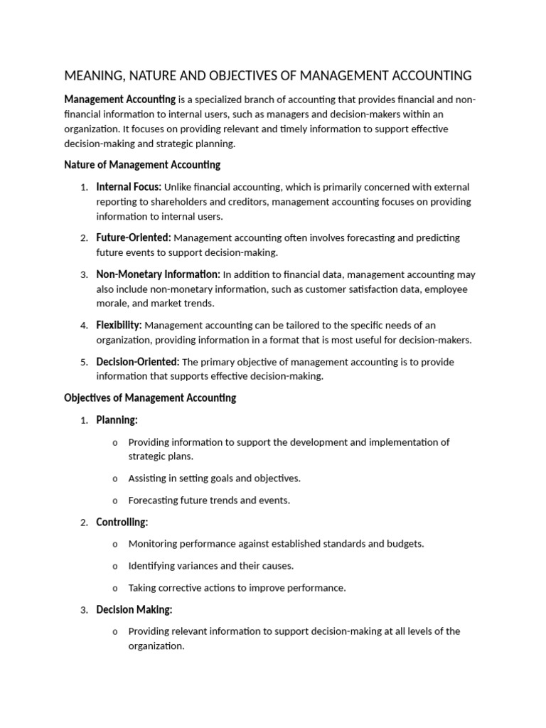 Overview of Management Accounting Principles | PDF | Cash Flow ...