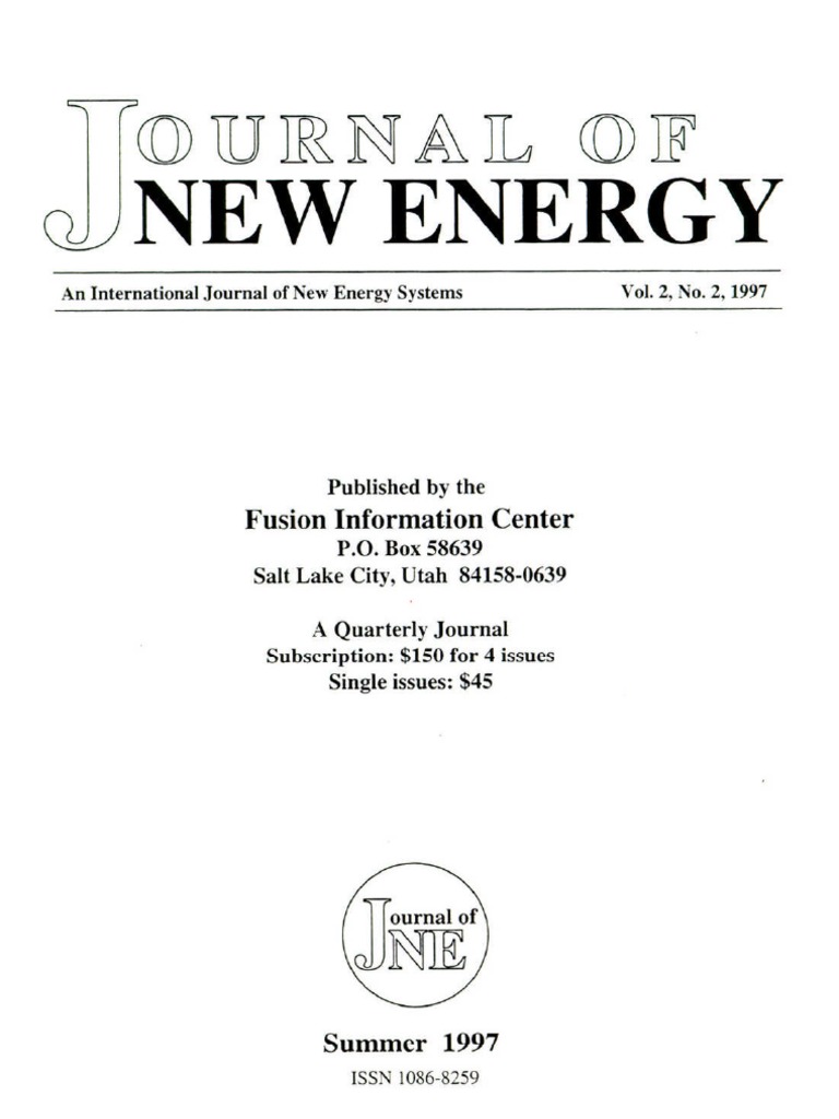Journal of New Energy: Volume 2, Number 2 | PDF | Deuterium
