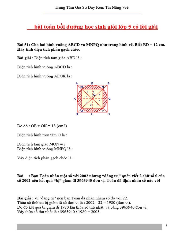 45 bài toán bồi dưỡng HS giỏi Toán 5 | PDF