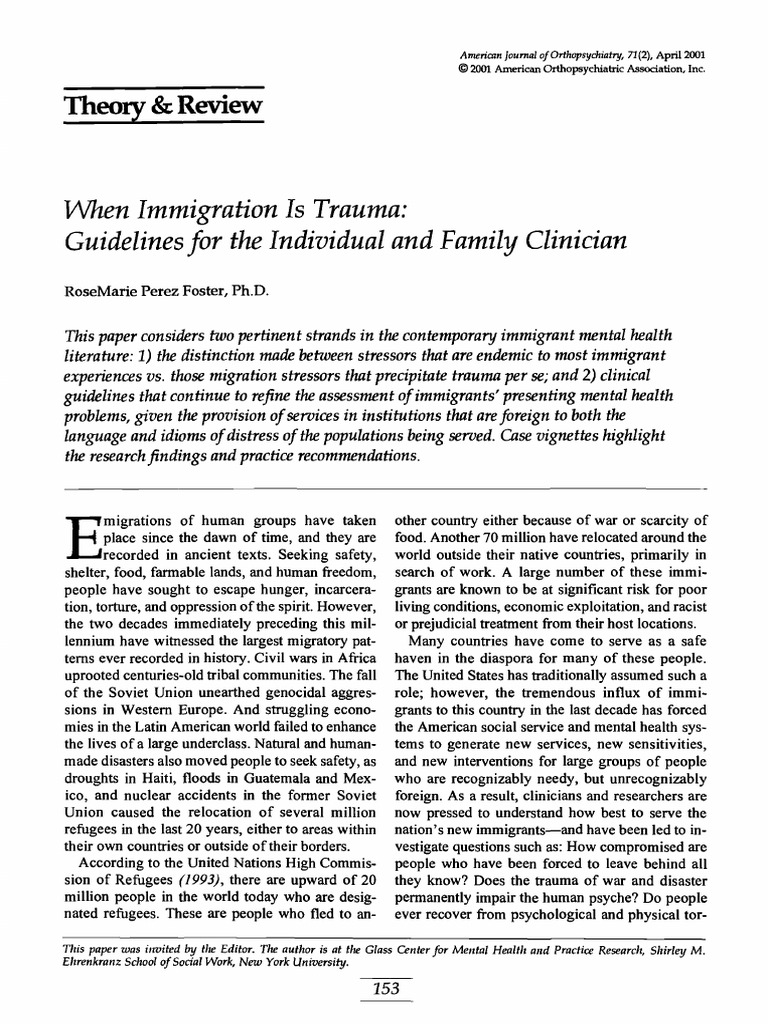 Immigration Trauma PDF Psychological Trauma Diagnostic And