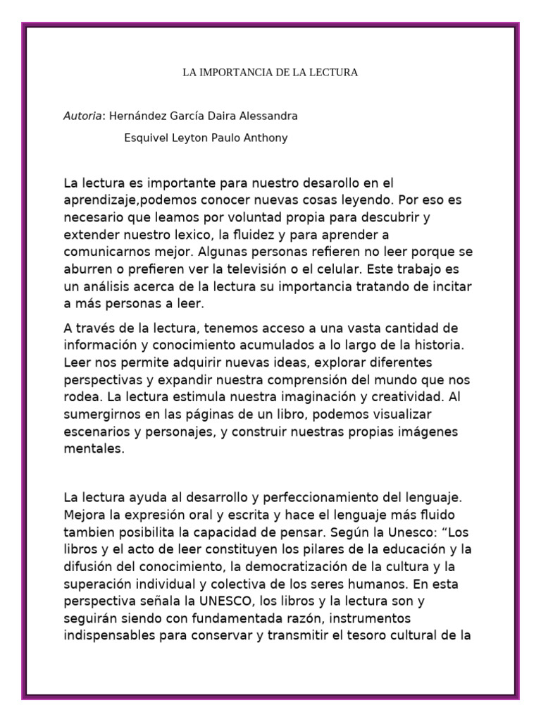 Beneficios de la Lectura en el Aprendizaje | PDF | Aprendizaje ...