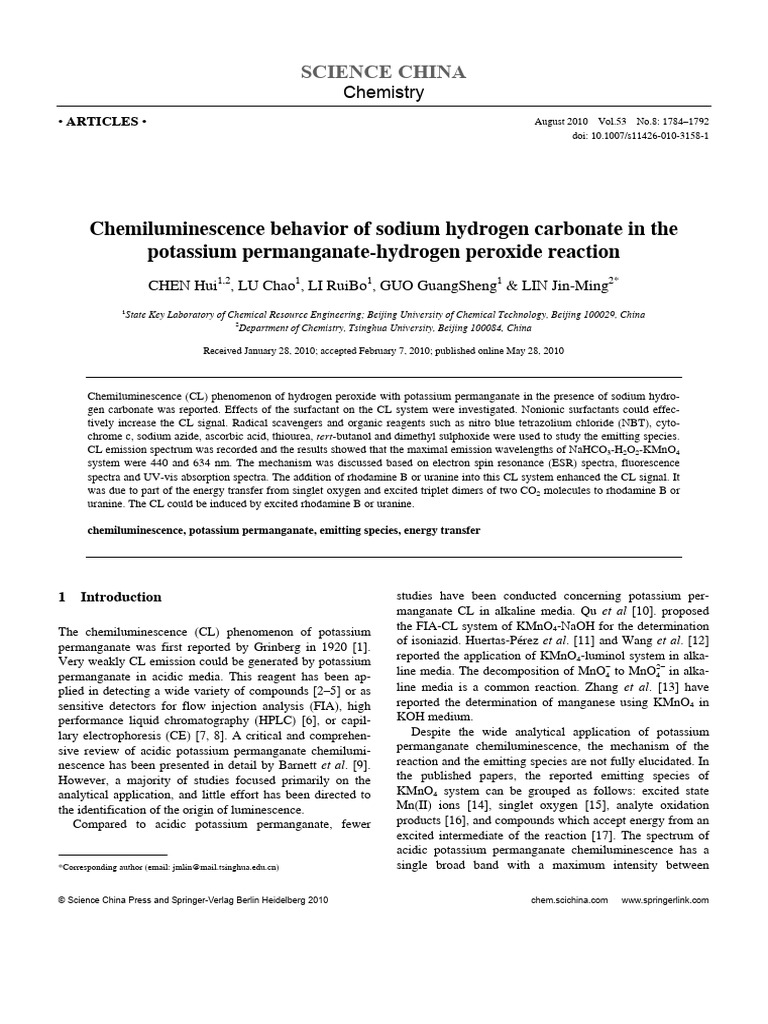 320 Science China B20105381784-1792 | PDF | Hydrogen Peroxide | Chlorine