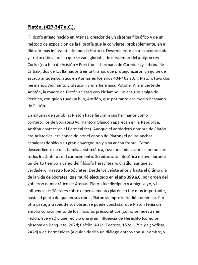 Platón Pdf Platón Conocimiento