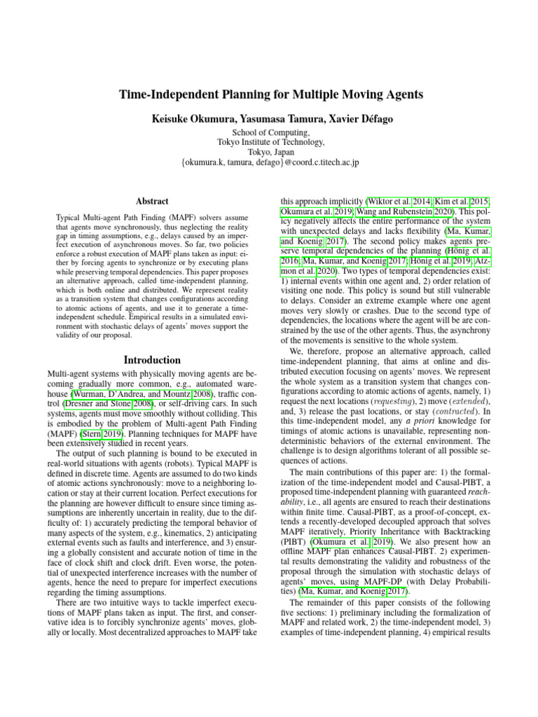 Time-Independent Planning For Multiple Moving Agents | PDF | Applied ...