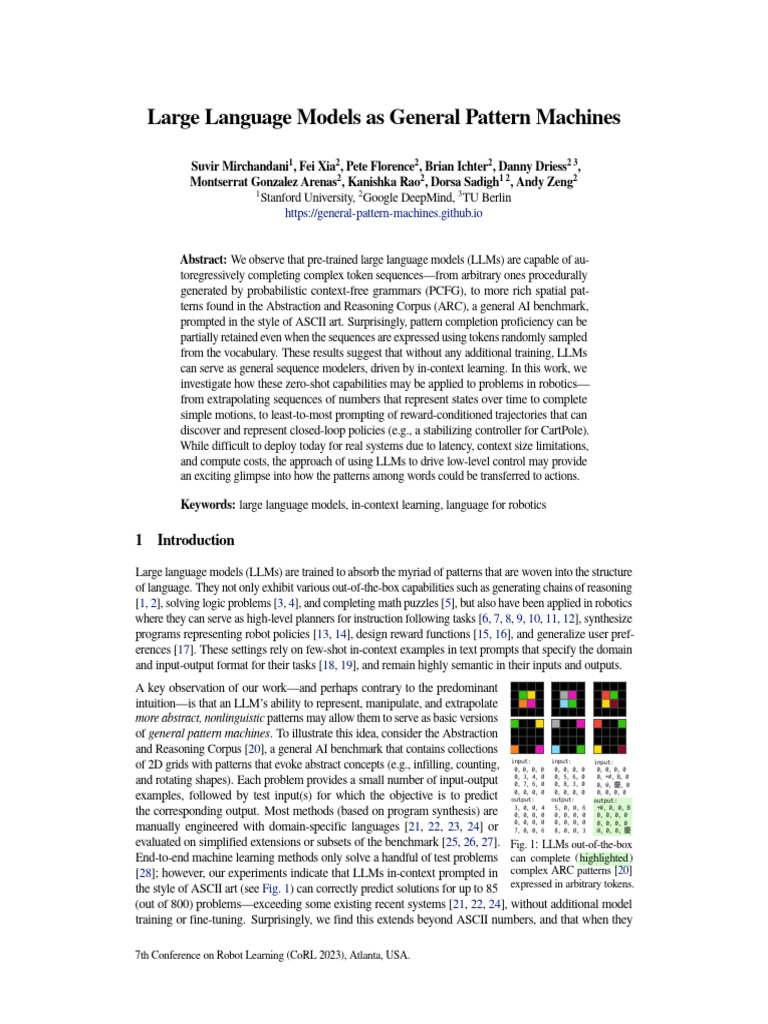 LLMs as General Pattern Machines | PDF | Computers