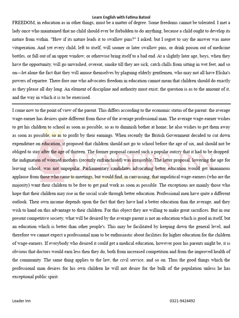 precis Sample Paragraph PDF