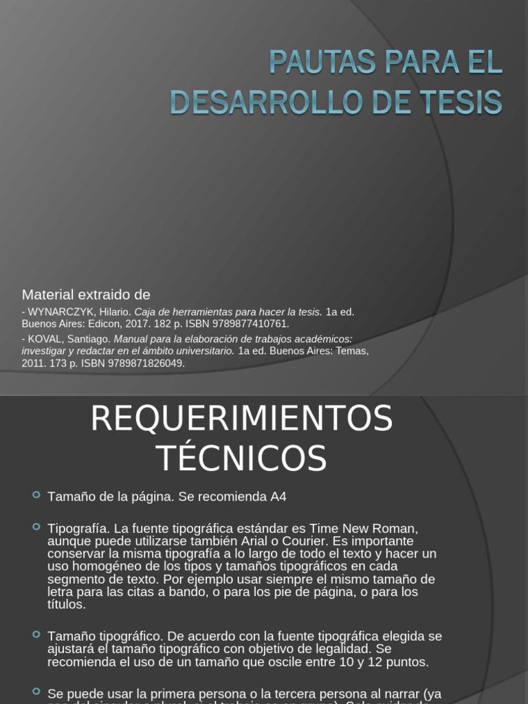 Pautas para El Desrrollo de Tesis | PDF | Bibliografía | Tipografía
