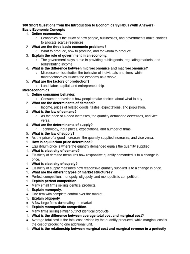 With Answers in Simple Words | PDF | Fiscal Policy | Money